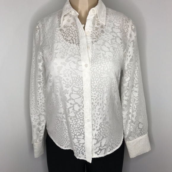 Talbots Tops - TALBOTS White Burn Out Button Down Top Size 4P